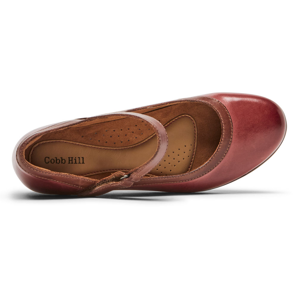 Rockport Womens Cobb Hill Laurel Mary Jane - Flats Red - XOM085972